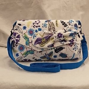 Sidestrand Floral Print Clutch Bag with Blue Strap